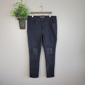 Melissa McCarthy Seven7 Skinny Black Studded Rhinestone Jegging Stretch Jeans 18